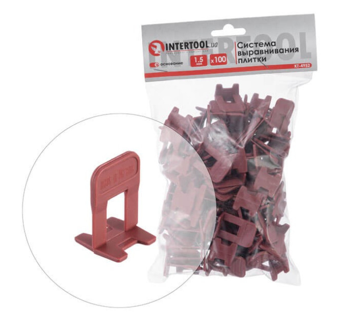 Система выравнивания плитки, основание 1,5 мм, 100 ед. INTERTOOL KT-4952