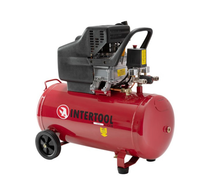 Компрессор 50 л, 1500 Вт, 220 В, 8 атм, 206 л/мин INTERTOOL PT-0003