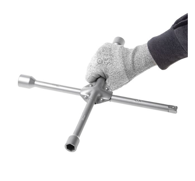 Ключ баллонный крестовый усиленный, 14"х355 мм, 16 мм, 17, 19, 21, 1/2" INTERTOOL HT-1604
