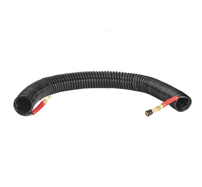 Шланг BLACK M-Flex STORM, 8*12 мм, 20 м спиральный полиуретановый с поворотным шарниром, латунными быстроразъемными соединениями INTERTOOL PT-1798