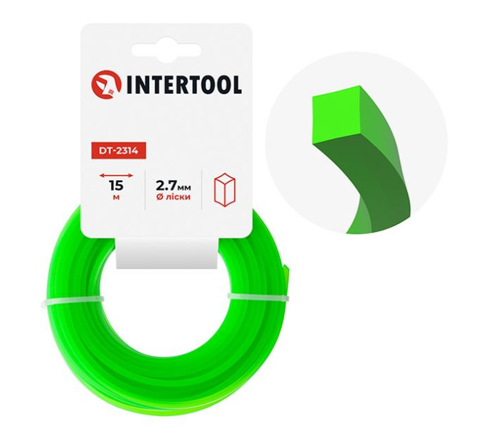 Леска для триммера "квадрат", 2,7 мм*15 м INTERTOOL DT-2314