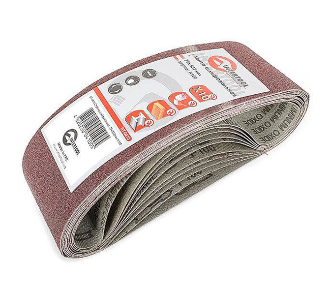 Лента шлифовальная 75*533 мм, К100, 10 ед. INTERTOOL BT-0410