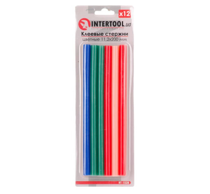комплект стержней клеевых цветных 11,2*200 мм, 12 ед. INTERTOOL RT-1028
