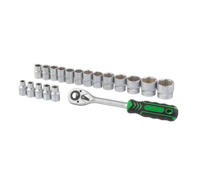 Набор головок 8-32 мм, 1/2", рукоятка с храповым механизмом, 19 ед. INTERTOOL ET-6019
