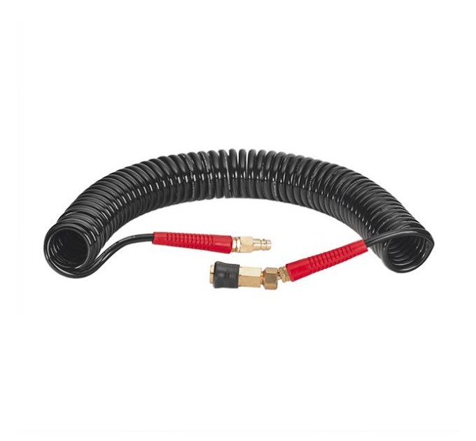 Шланг BLACK M-Flex STORM, 10 м, 5,5*8 мм, спіральний поліуретановий з поворотним шарніром, латунними швидкороз'ємними з'єднаннями INTERTOOL PT-1790