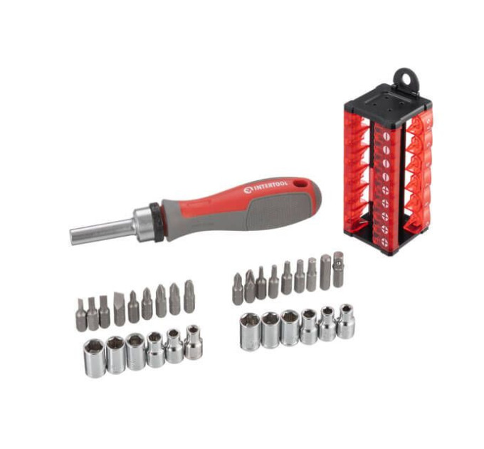 отвертка с храповым механизмом и комплектом насадок 31 ед. INTERTOOL VT-3374