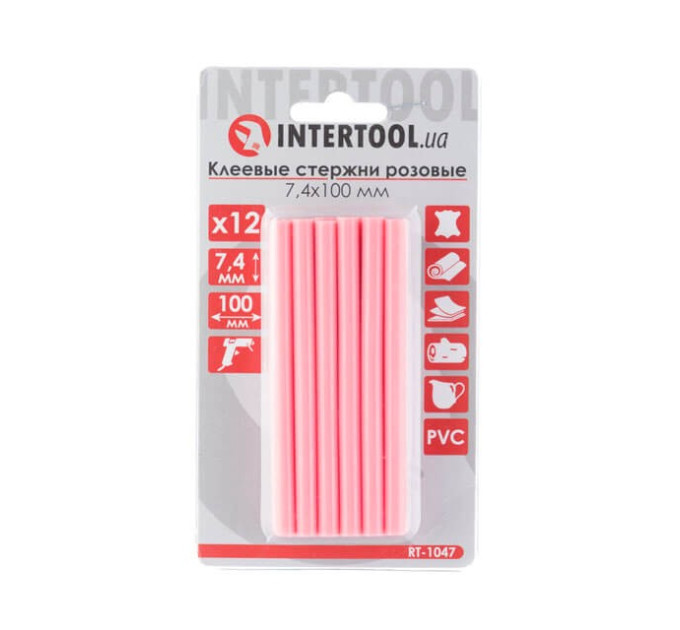 Комплект стрижнів клейових рожевих 7,4*100 мм, 12 од. INTERTOOL RT-1047