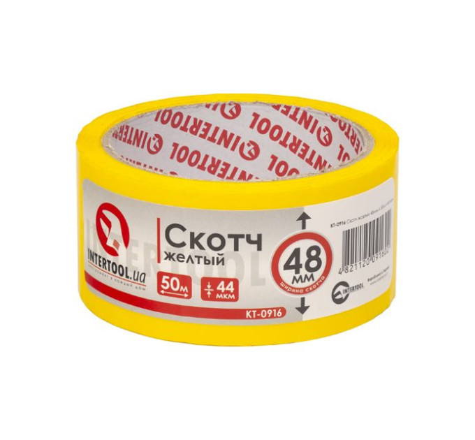 Скотч желтый 50м, 48мм, 44мкм INTERTOOL KT-0916