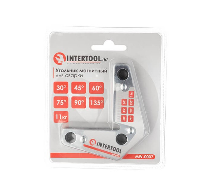 Угольник магнитный для сварки, 15°, 60°, 90°, 120°, 11 кг, 75*85 мм INTERTOOL MW-0007