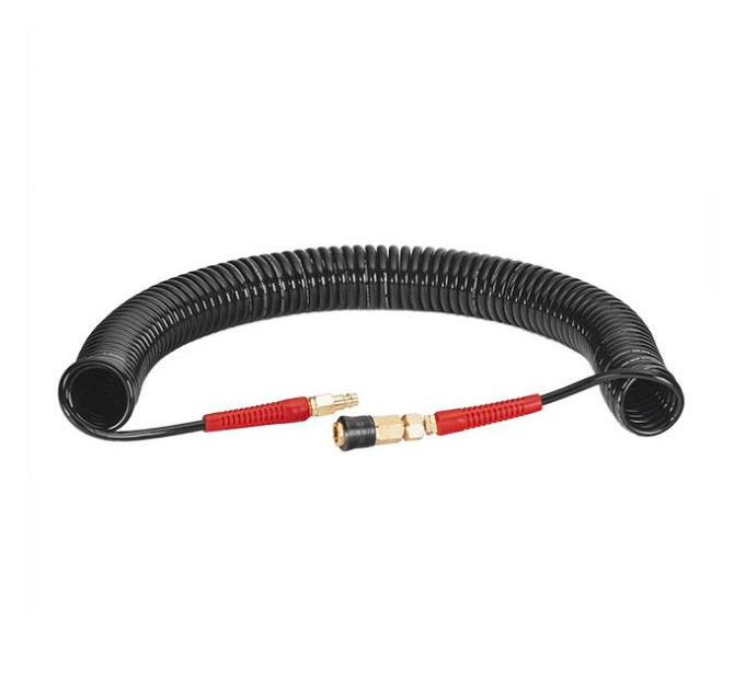 Шланг BLACK M-Flex STORM, 15 м, 5,5*8 мм, спиральный полиуретановый с поворотным шарниром, латунными быстроразъемными соединениями INTERTOOL PT-1791