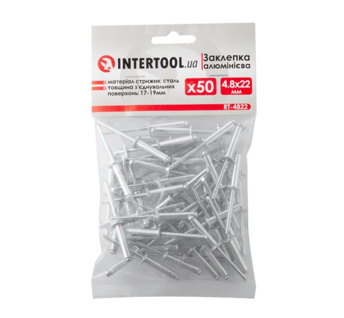 Заклепка алюминиевая 4.8*22.0 мм, 50 ед. INTERTOOL RT-4822