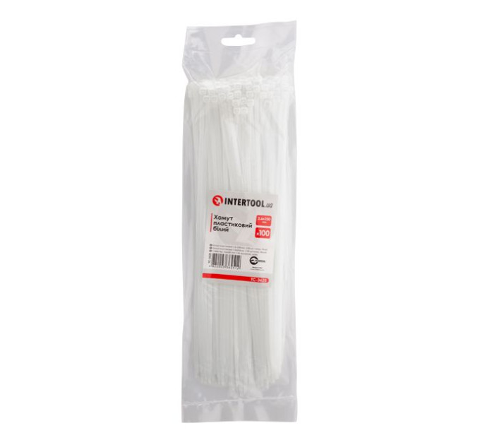 Хомут пластиковый 3,6*250 мм, белый, 100 ед. INTERTOOL TC-3625