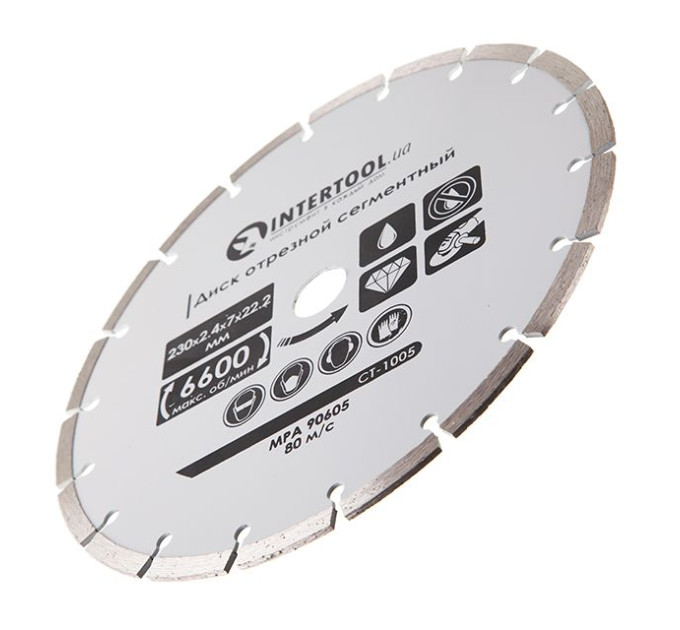 Диск відрізний сегментний 230 мм, алмазний 16-18% INTERTOOL CT-1005