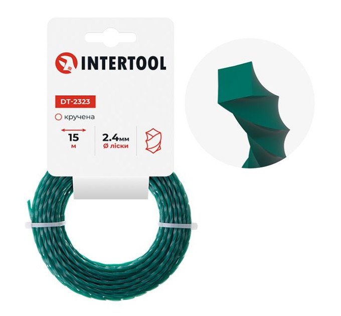 Леска для триммера "квадрат" витая, 2,4 мм*15 м INTERTOOL DT-2323