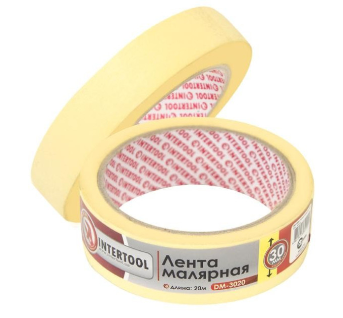 Лента малярная 30 мм, 20 м, желтая INTERTOOL DM-3020
