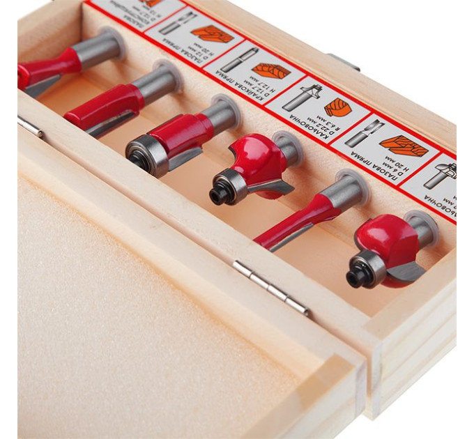 набор фрез для древесины, 6 ед. INTERTOOL HT-0072