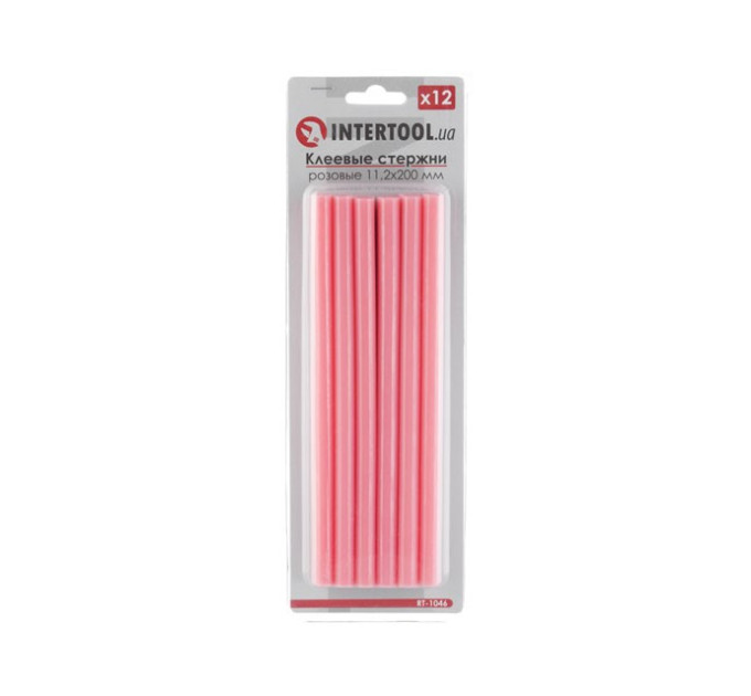 комплект стержней клеевых розовых 11,2*200 мм, 12 ед. INTERTOOL RT-1046