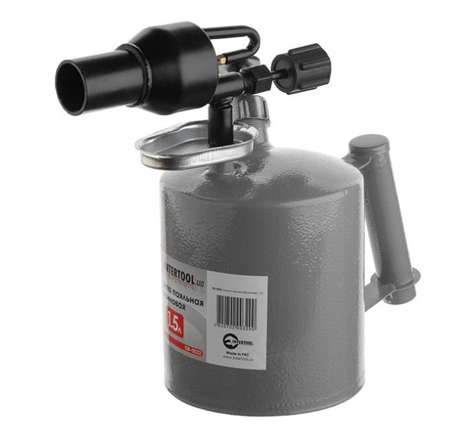 Лампа паяльная бензиновая 1,5л INTERTOOL GB-0032