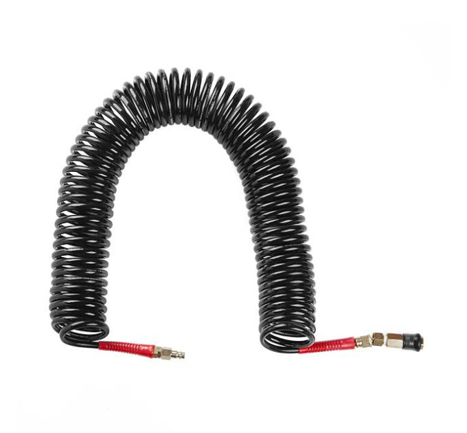 Шланг BLACK M-Flex STORM, 15 м, 6,5*10 мм, спиральный полиуретановый с поворотным шарниром, латунными быстроразъемными соединениями INTERTOOL PT-1794
