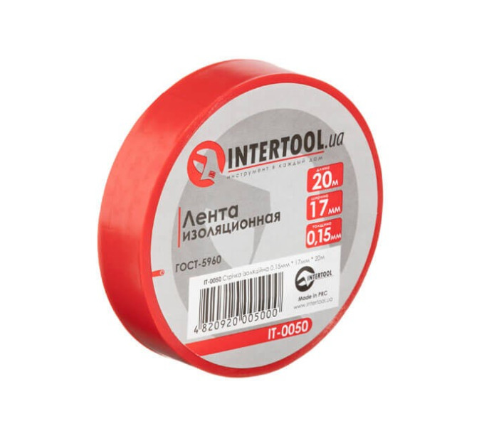 Лента изоляционная 20 м, 17*0.15 мм, красная INTERTOOL IT-0050