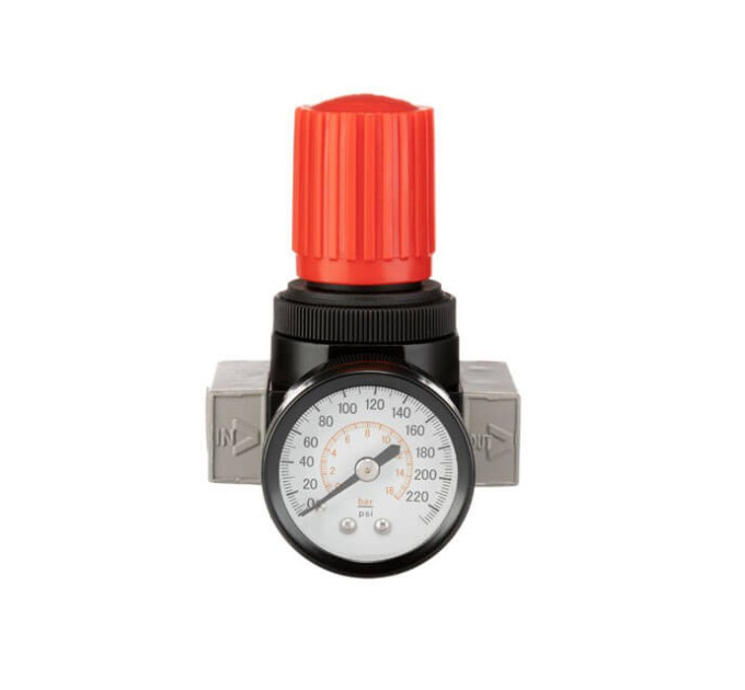 Регулятор давления 1/4", 1-16 бар, 1600 л/мин, профессиональный INTERTOOL PT-1429