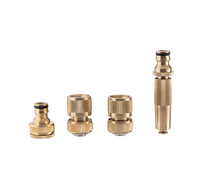 Комплект латунная насадка для полива 1/2", коннектор с аквастопом 1/2", коннектор 1/2", адаптер 1/2" и 3/4", STORM INTERTOOL GE-1426