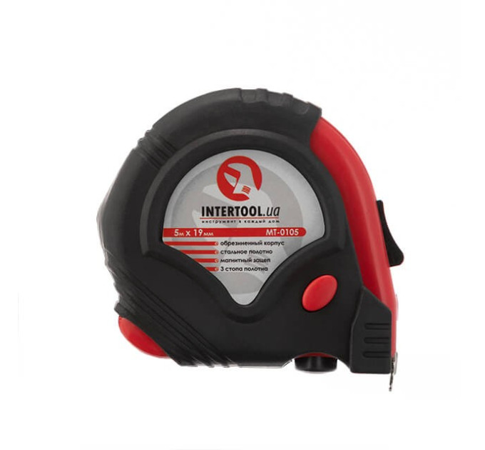 Рулетка з металевим полотном 5 м, три стопора полотна INTERTOOL MT-0105