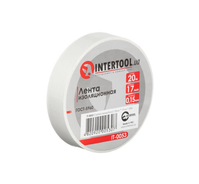 Стрічка ізоляційна 20 м, 17*0.15 мм, біла INTERTOOL IT-0053