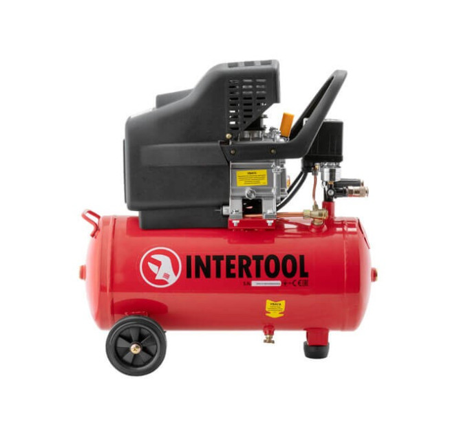 Компрессор 24 л, 1,5 кВт, 220 В, 8 атм, 206 л/мин INTERTOOL PT-0009