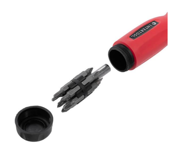 отвертка реверсивная с комплектом насадок 12 ед. INTERTOOL VT-1003