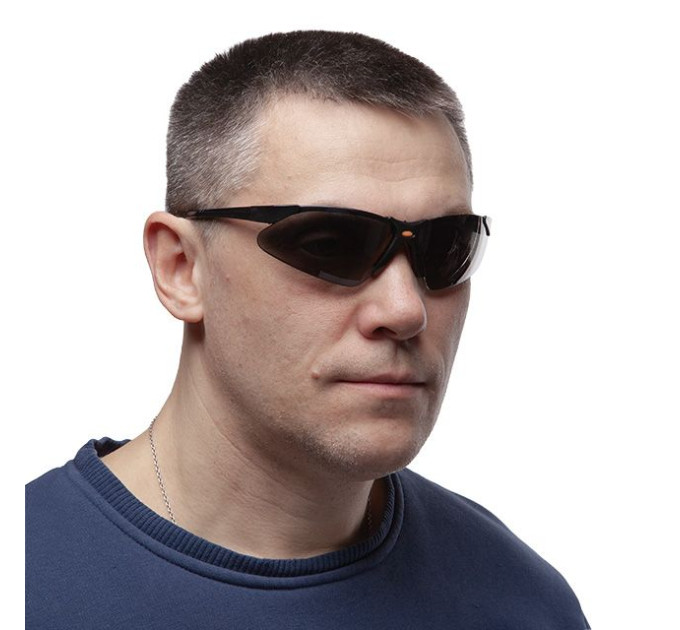 Окуляри захисні затемнені, полікарбонат, завушини нейлон, гумова накладка для носа, захист від удару INTERTOOL SP-0097