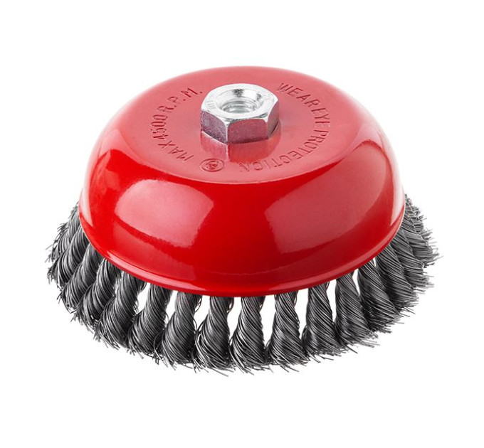 Щітка чашкова 150 мм, для КШМ, М14 (пучки крученого дроту) INTERTOOL BT-2150