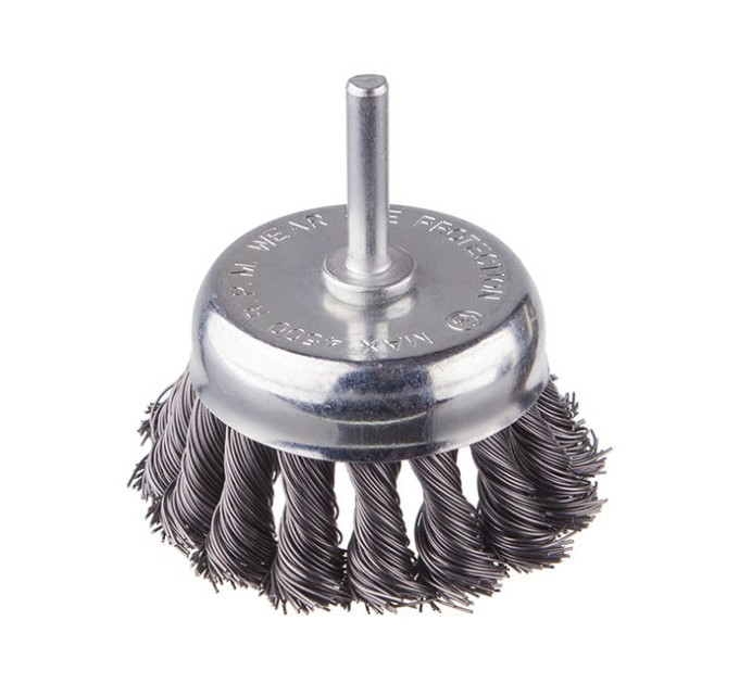 Щітка чашкова 75 мм для дриля, 1/4" (пучки крученого дроту) INTERTOOL BT-3075