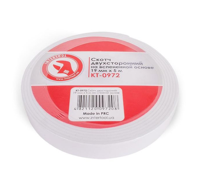 Скотч двухсторонний на вспененной основе 5 м, 19 мм INTERTOOL KT-0972