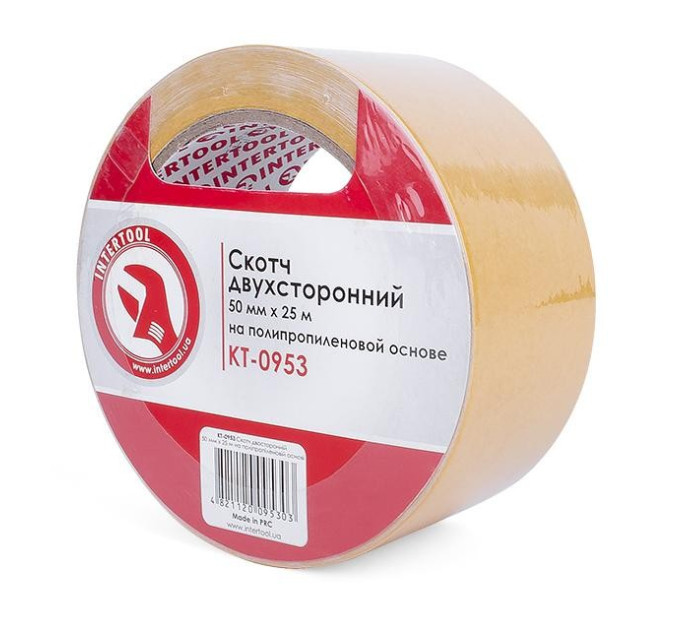 Скотч двухсторонний на полипропиленовой основе 25 м, 50 мм INTERTOOL KT-0953