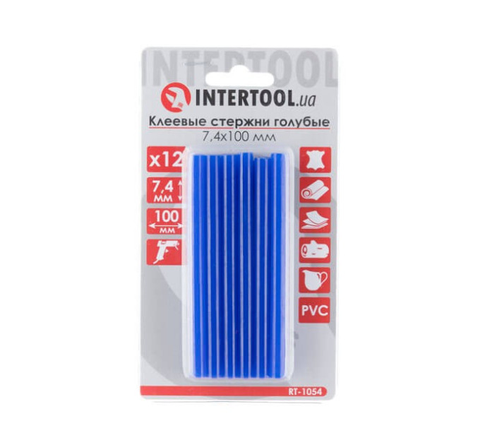 Комплект стрижнів клейових блакитних 7,4*100 мм, 12 од. INTERTOOL RT-1054