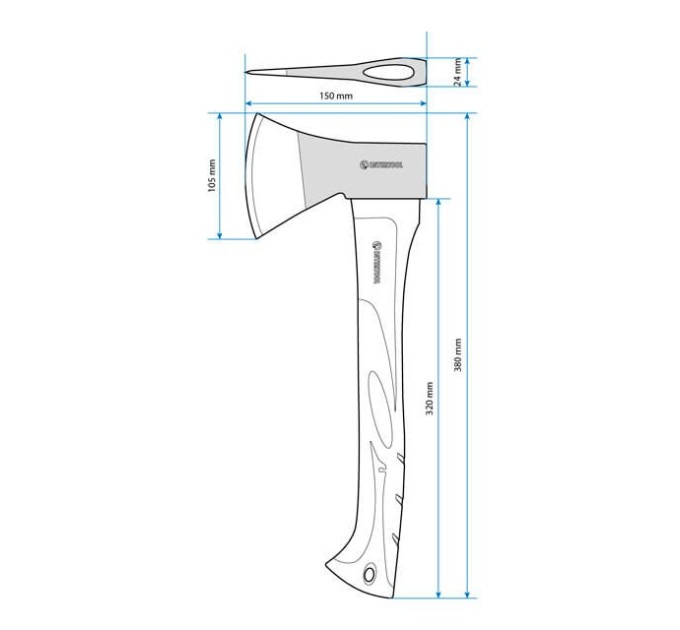 Сокира 600 г, ручка з фібергласу INTERTOOL HT-0261