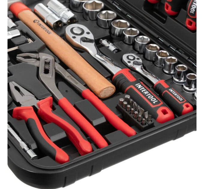Набор инструментов 100 ед., STORM, 1/2", 1/4", Cr-V INTERTOOL ET-8100
