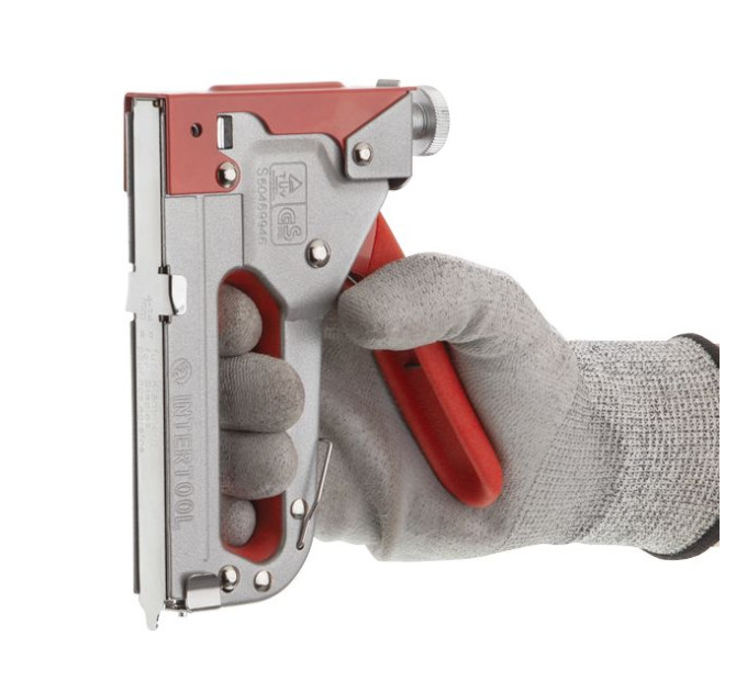 Степлер строительный для скоб, прорезиненная рукоятка INTERTOOL RT-0102