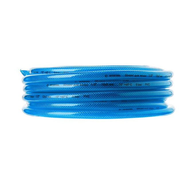 Шланг для воды 3 слойный, синий, 1/2", 20 м, армированный, PVC INTERTOOL GE-4053
