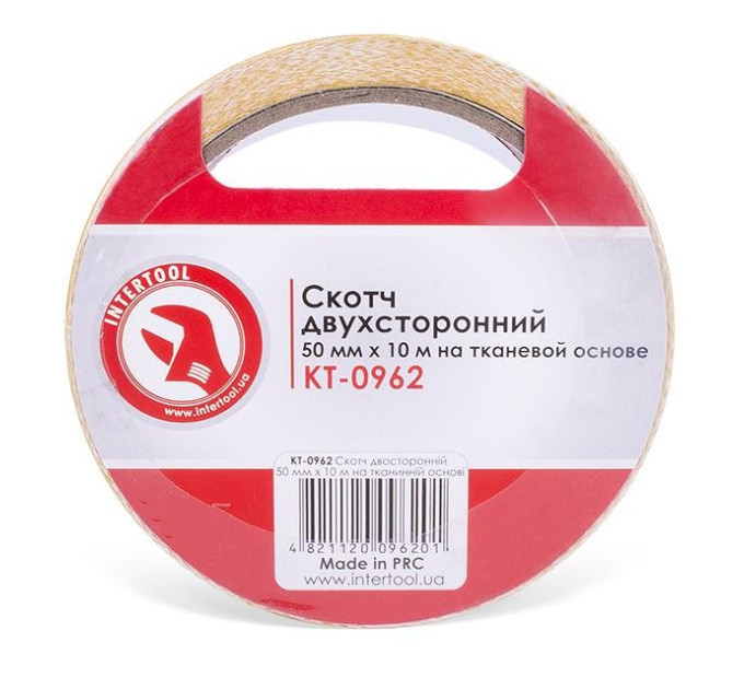 Скотч двухсторонний на тканевой основе 10 м, 50 мм INTERTOOL KT-0962