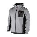 Куртка SOFTSHELL, світла сіро-чорна, з капюшоном, тришарова, тканина стрейч 300GSM 100D, з водо- і вітрозахистом, XXL INTERTOOL SP-3125