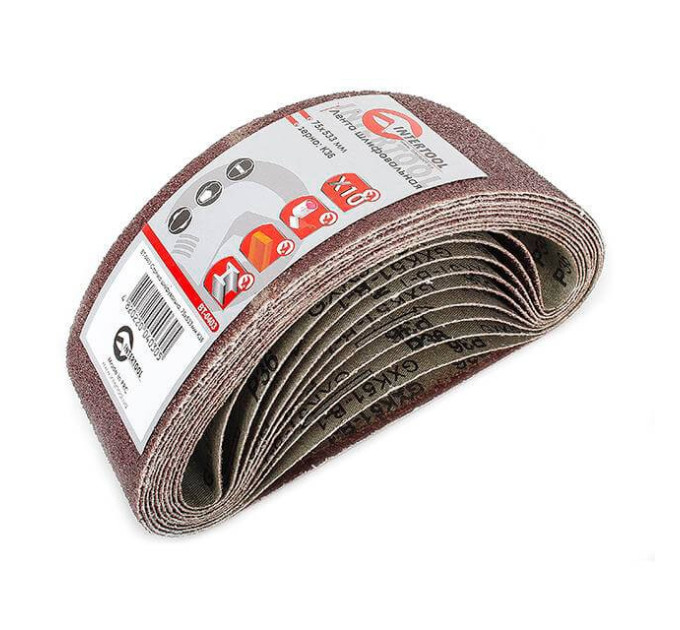 Стрічка шліфувальна 75*533 мм, К36, 10 од. INTERTOOL BT-0403
