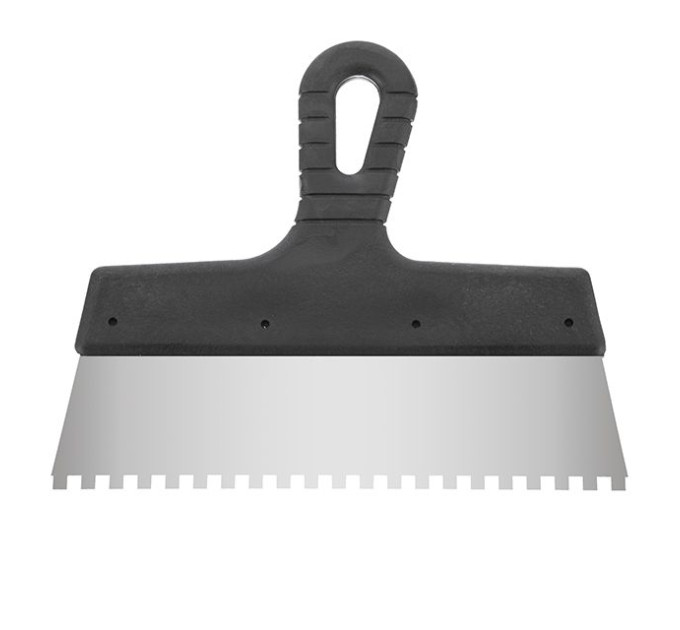 Шпатель из нержавеющей стали 250 мм, зубцы 6*6 мм INTERTOOL KT-2256