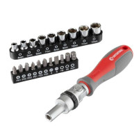 отвертка реверсивная с карданом и комплектом насадок 21 ед. INTERTOOL VT-3360