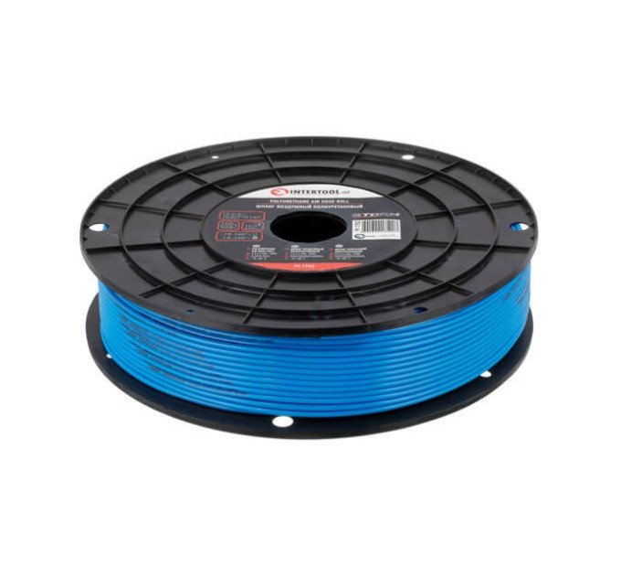 Шланг прямой полиуретановый STORM, 100 м, 2,5*4 мм, пластиковая бобина INTERTOOL PT-1752