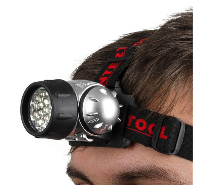 Фонарь налобный светодиодный, четыре режима работы, 19 LED, батарейки 3 ААА INTERTOOL LB-0301