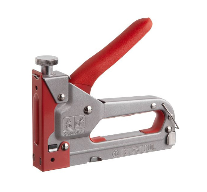 Степлер строительный для скоб, прорезиненная рукоятка INTERTOOL RT-0102