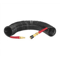 Шланг BLACK M-Flex STORM, 10 м, 6,5*10 мм, спиральный полиуретановый с поворотным шарниром, латунными быстроразъемными соединениями INTERTOOL PT-1793