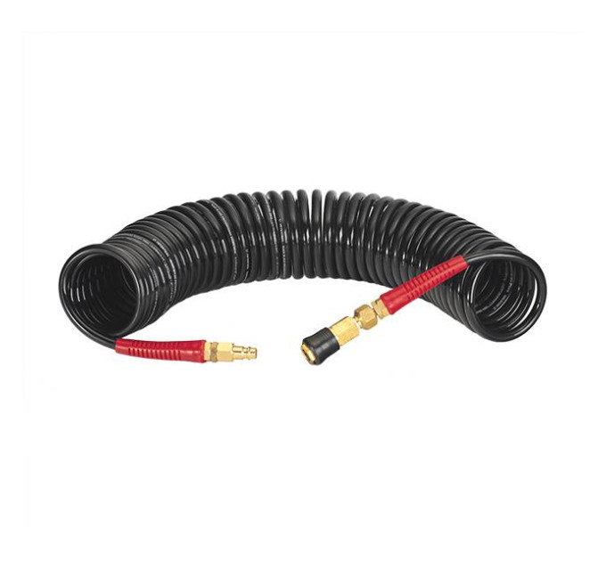 Шланг BLACK M-Flex STORM, 10 м, 6,5*10 мм, спиральный полиуретановый с поворотным шарниром, латунными быстроразъемными соединениями INTERTOOL PT-1793